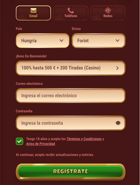 Registration at Magius casino